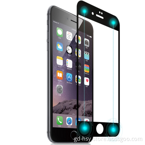 HUYSHE Hot Selling 0.33mm 9H Full Cover Smart Key Japan AGC Tempered Glass Screen Protector Black and White for iphone 6/6plus